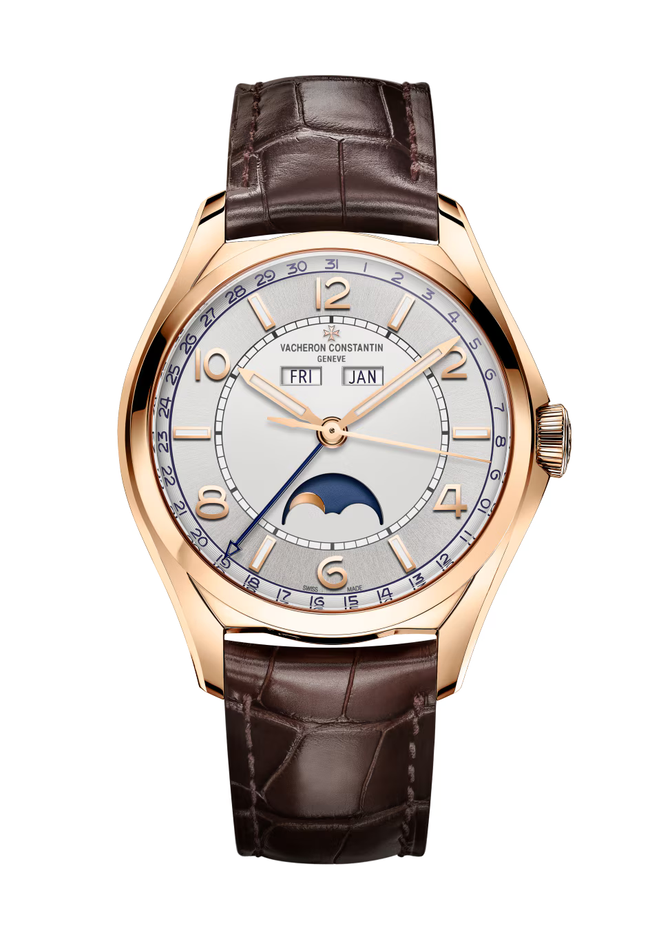 Fifty Six Complete Calendar | 40mm, 18K Rose Gold, Leather, Silver Dial - image 1