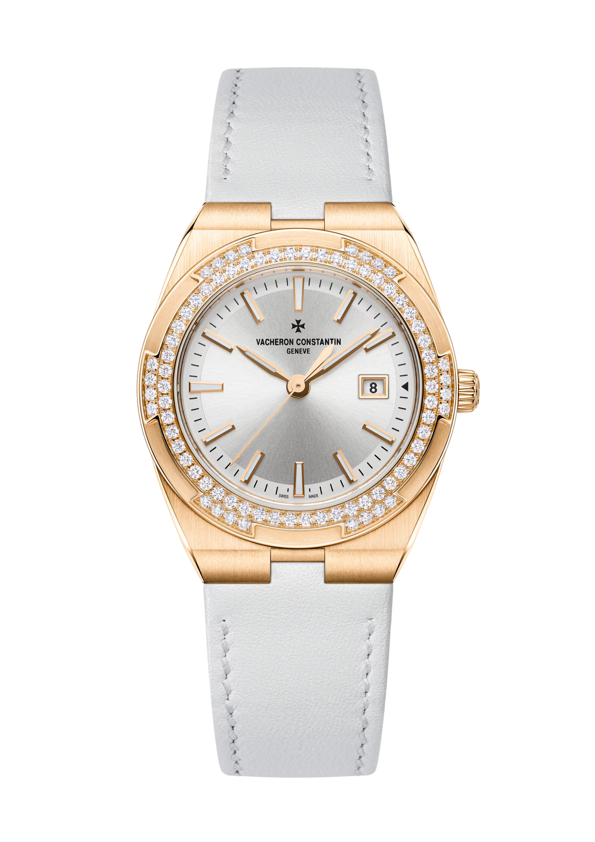 Overseas Quartz | 33mm, 18K Rose Gold, Leather, Silver Dial - image 1