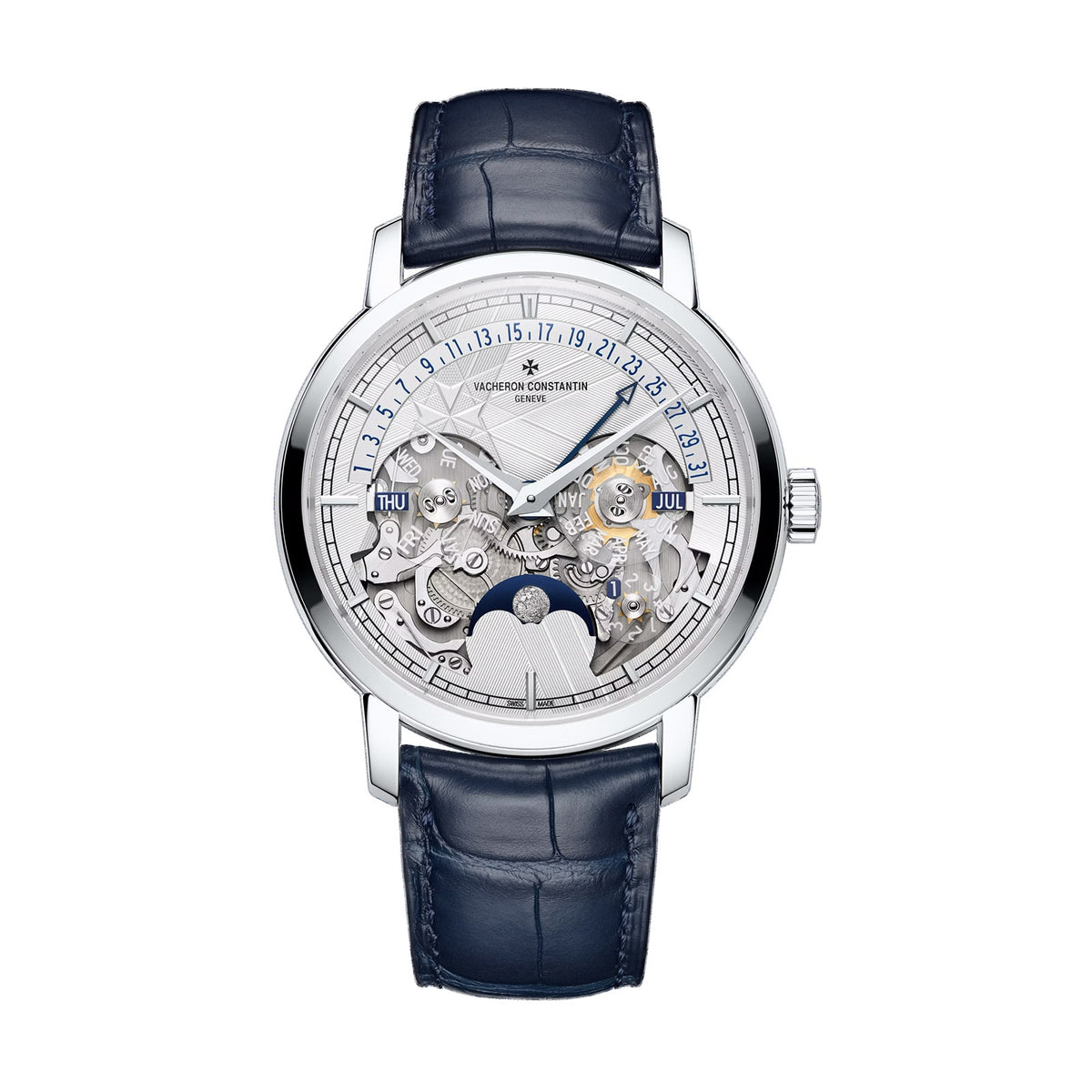 Detailed luxury watch dial photographed in studio lighting